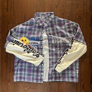 SHEIN Purple Plaid Graphic Men's Shirt